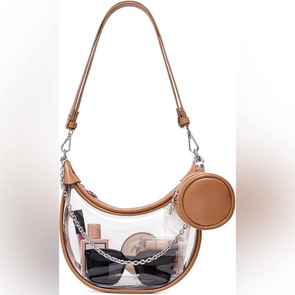 Transparent Tan Shoulder Bag with coin purse